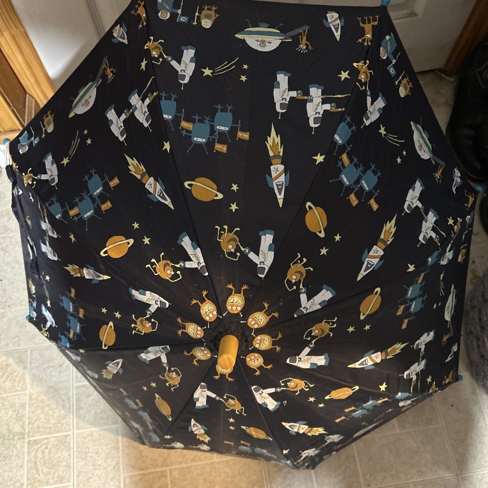 Rare Hatley Child‎ Umbrella Whimsical Alien Cartoon Print